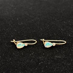 10K Opal Tear Drop Dangle Earrings Yellow Gold 0.56g Length 16.3mm Width 4.22mm